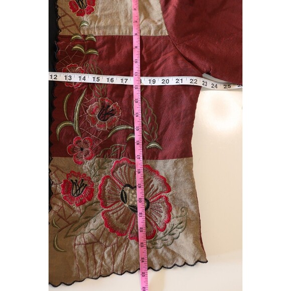 Vintage Liz Baker Metallic Floral Embroidered Lightweight Open Blazer Artsy L - Picture 12 of 13